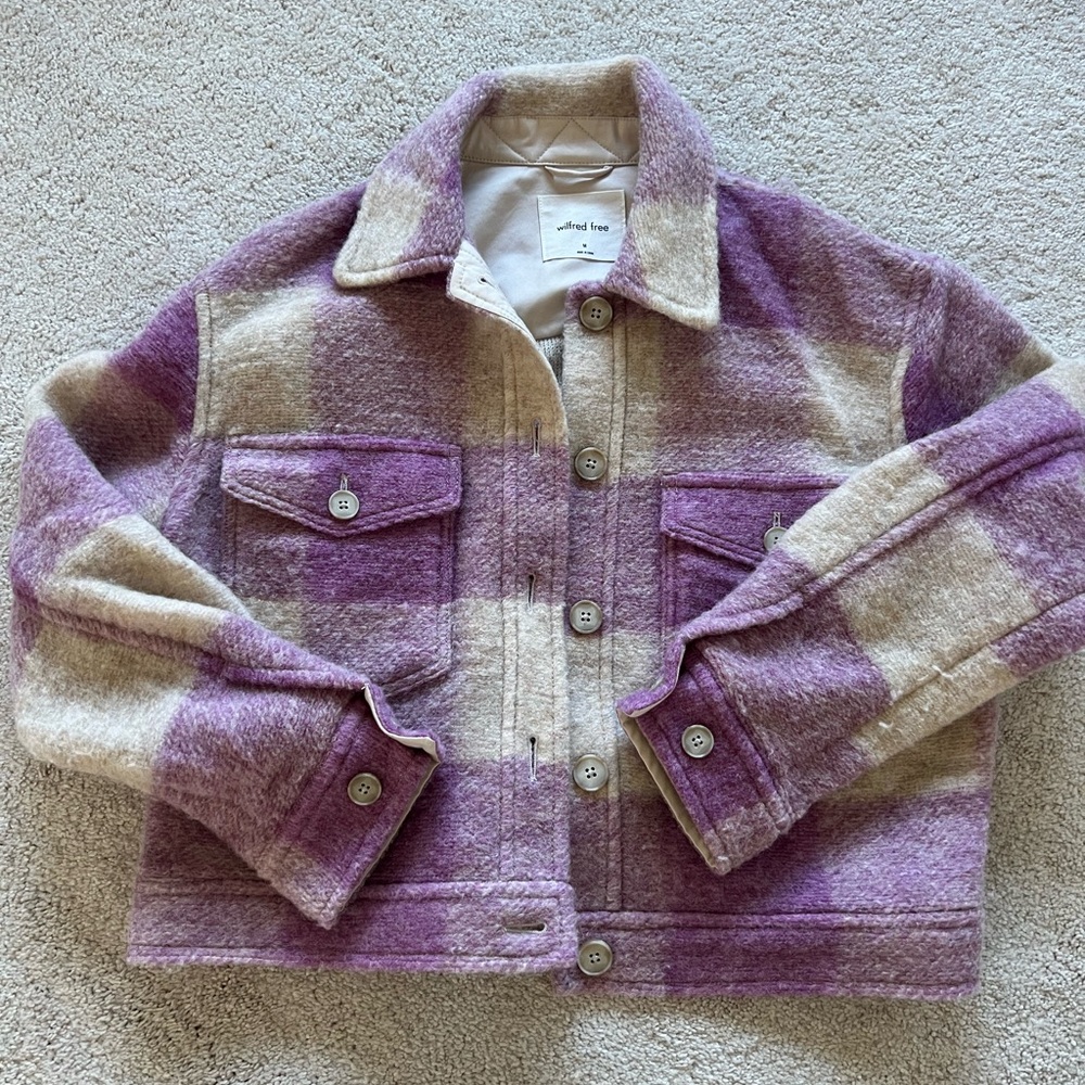 ARITZIA WILFRED FREE GANNA CROPPED SHIRT JACKET SIZE M LIKE NEW